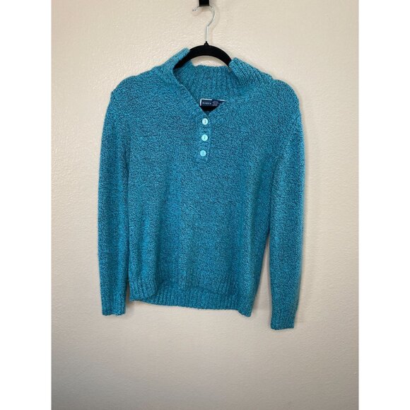 Karen Scott Womens Teal Sweater‎ Small Knit Pullover Buttons  Acrylic Blend - Picture 1 of 6
